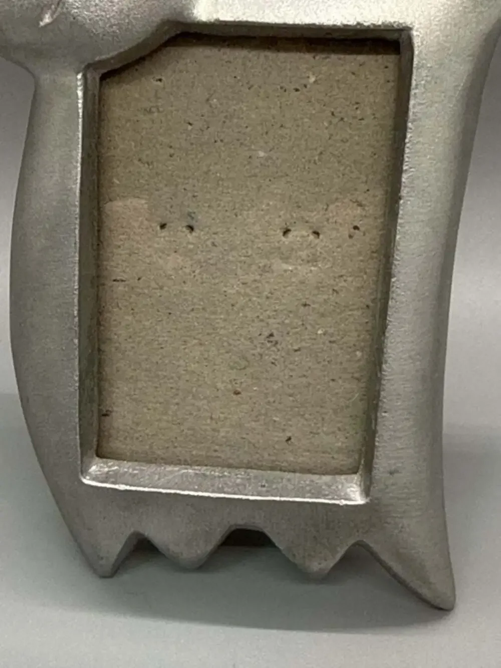 Vtg Furio Matte Silver Tone Abstract Cat Shaped Mini Picture Frame 2x3 Taiwan
